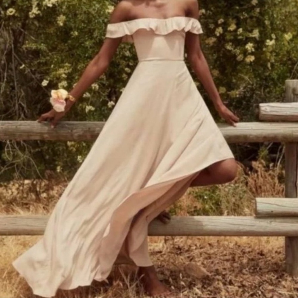 NEW NWT Reformation Verbena Dress Blush Pink Ruffle Maxi Size 2 - Picture 5 of 12